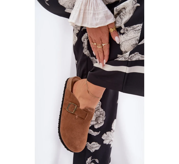 Semišové Klapky Chodaky Dámské S Přezkou Big Star RR274A387 Hnědé