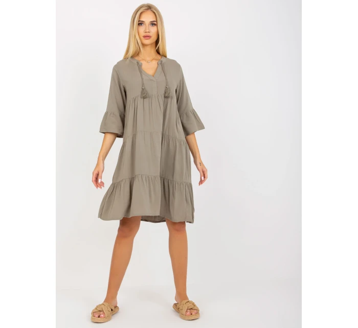 Šaty D73761M30214A5EN khaki barva