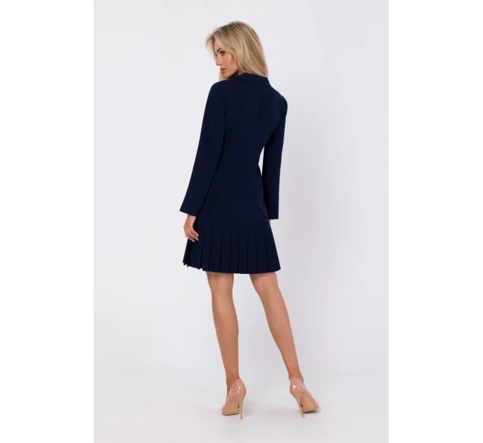 M752 Šaty se skládaným spodním lemem - tmavě modré
