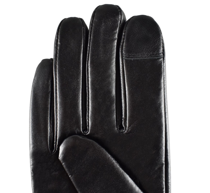 Semiline Dámské kožené antibakteriální rukavice P8214 Black