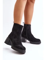 Eko Semišové Dámské Kotníkové Boty Na Podpatku Zateplené Černé Meriluna Eko Semišové Dámské Kotníkové Boty Na Podpatku Zateplené Černé Meriluna