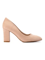 Módní  lodičky hnědé dámské na širokém podpatku