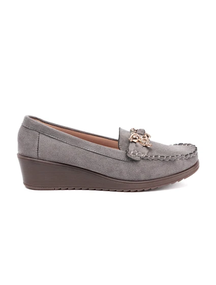 Moderní polobotky šedo-stříbrné dámské na klínku Moderní polobotky šedo-stříbrné dámské na klínku