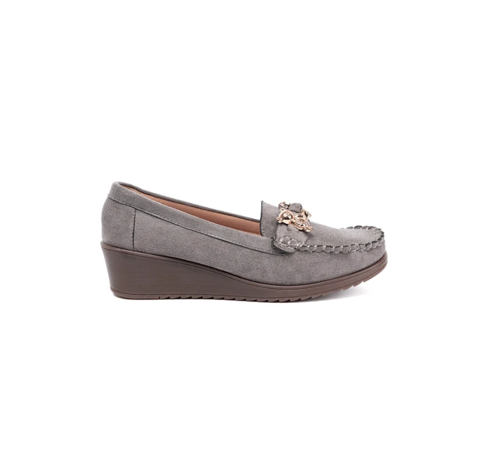 Moderní polobotky šedo-stříbrné dámské na klínku Moderní polobotky šedo-stříbrné dámské na klínku