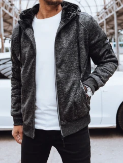 Pánská rozepínací zateplená mikina tmavě šedá Dstreet BX5626