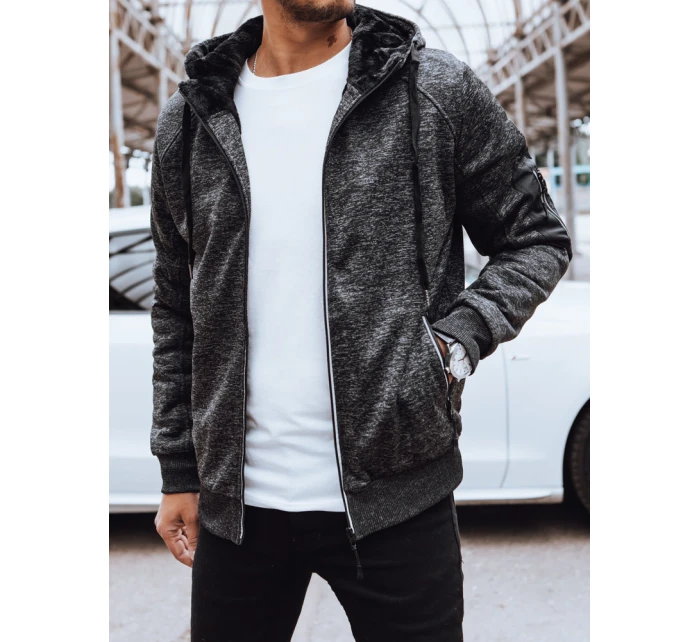 Pánská rozepínací zateplená mikina tmavě šedá Dstreet BX5626