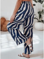 Dámské pruhované kalhoty se širokými nohavicemi ZEBRAVIBE námořnická modř a béžová FashionStreet UY2654 Dámské pruhované kalhoty se širokými nohavicemi ZEBRAVIBE námořnická modř a béžová FashionStreet UY2654