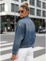 Dámská krátká džínová bunda klasického střihu modrá FashionStreet TY5632