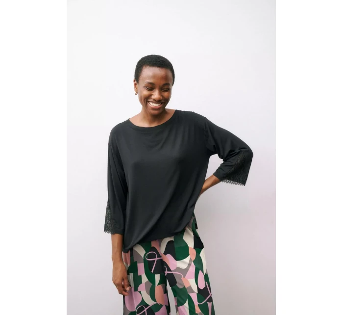 Dámský pyžamový top Aura Spotlight Top - BLACK - černý 0004 - TRIUMPH