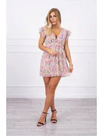 Květinové šaty s volánky pudrově růžové Květinové šaty s volánky pudrově růžové