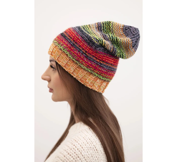 Klobouk s fleecem Krystyna K207 neonově zelený + oranžový