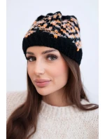 Dámská zimní vlněná čepice s ozdobnými krystalky K399 černá