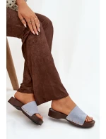 Dámské pantofle se zlatými sponami modré model 21918761 - Boto Dámské pantofle se zlatými sponami modré model 21918761 - Boto