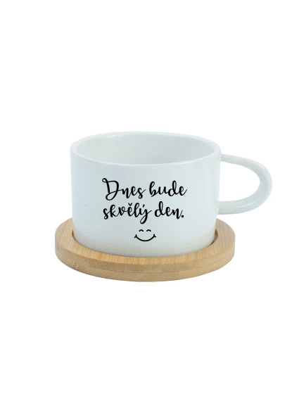 DNES BUDE SKVĚLÝ DEN - bílý hrníček makronka 200 ml DNES BUDE SKVĚLÝ DEN - bílý hrníček makronka 200 ml