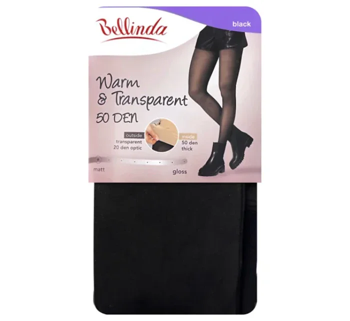 Dámské teplé punčochové kalhoty 50 DEN WARM & TRANSPARENT 50 DEN - BELLINDA - černá Dámské teplé punčochové kalhoty 50 DEN WARM & TRANSPARENT 50 DEN - BELLINDA - černá