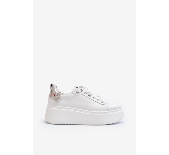 Kožené Dámské Tenisky S Náramkem CheBello 4406 Bílé