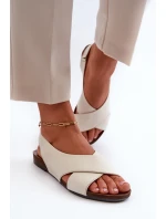 Dámské Kožené Sandály Béžové model 21664492 - Zazoo