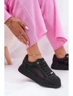 Zdobené tenisky na platformě GOE NN2N4021 černé Zdobené tenisky na platformě GOE NN2N4021 černé