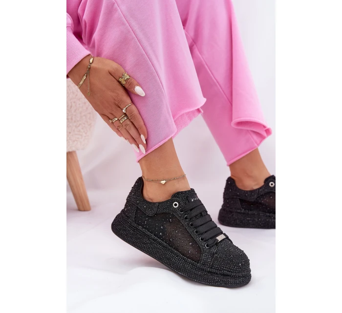 Zdobené tenisky na platformě GOE NN2N4021 černé Zdobené tenisky na platformě GOE NN2N4021 černé