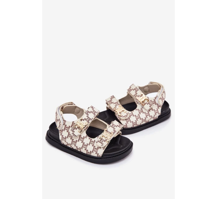 Dětské Sandály Na Suchý Zip Se Zlatými Detaily Béžové Cavina Dětské Sandály Na Suchý Zip Se Zlatými Detaily Béžové Cavina