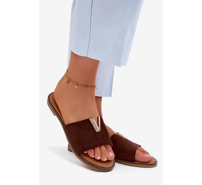 Dámské ploché s ozdobným detailem V Čokoládové model 22111391 - Boto