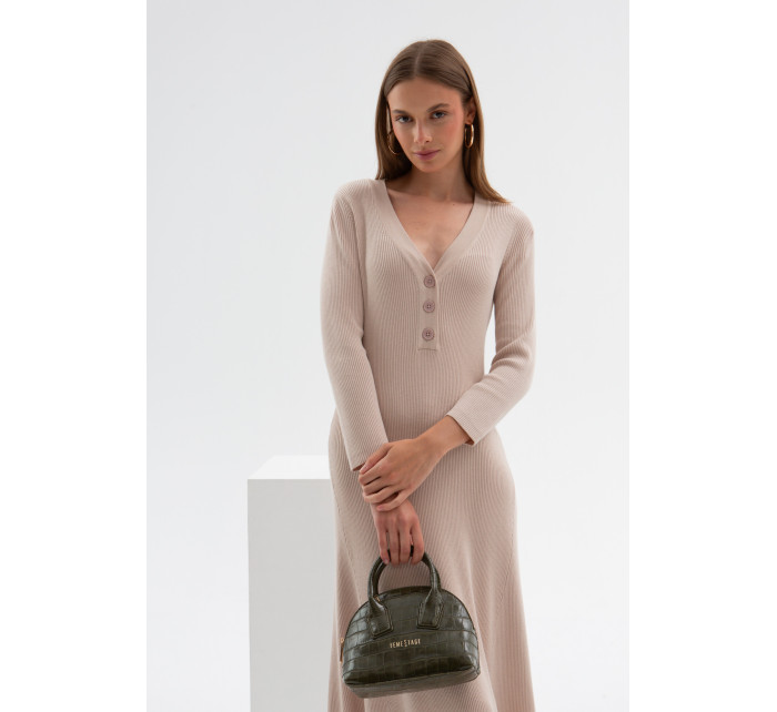Šaty Béžové šaty z model 19374599 úpletu Multi Beige - Monnari