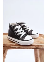 Dětské kožené vysoké tenisky Černe a bíle Marney Dětské kožené vysoké tenisky Černe a bíle Marney