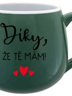 DÍKY, ŽE TĚ MÁM! - zelený keramický hrníček 300 ml