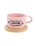 NEMOŽNÉ DĚLÁM HNED, ZÁZRAKY NA POČKÁNÍ - růžový hrníček makronka 200 ml NEMOŽNÉ DĚLÁM HNED, ZÁZRAKY NA POČKÁNÍ - růžový hrníček makronka 200 ml