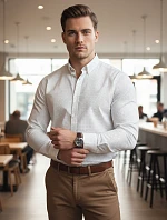 Pánská bílá vzorovaná košile slim fit FashionStreet DX2694