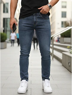 Pánské modré džíny slim fit ležérního střihu FashionStreet UX4486