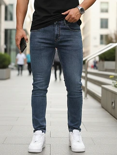 Pánské modré džíny slim fit ležérního střihu FashionStreet UX4486