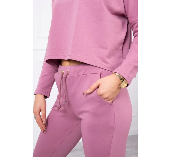 Souprava s oversize blůzou tmavě růžová