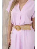 Šaty s ozdobným páskem model 20904532 růžová - K-Fashion