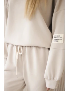 Komplet teplákové + kalhoty máslová látka světle béžová