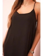 Dlouhé šaty bez ramínek hnědý