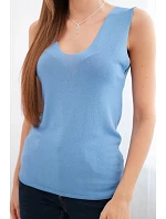 Dámská viskózová halenka bez rukávů s výstřihem do V džínová