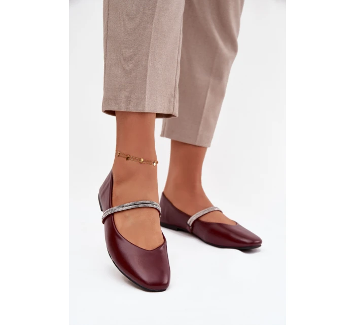 Dámské baleríny s pásky Bordó model 21757684 - Boto Dámské baleríny s pásky Bordó model 21757684 - Boto