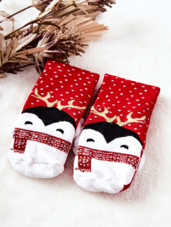 Vánoční ponožky Tučňák Červené