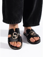 Luxusní  nazouváky černé dámské na klínku