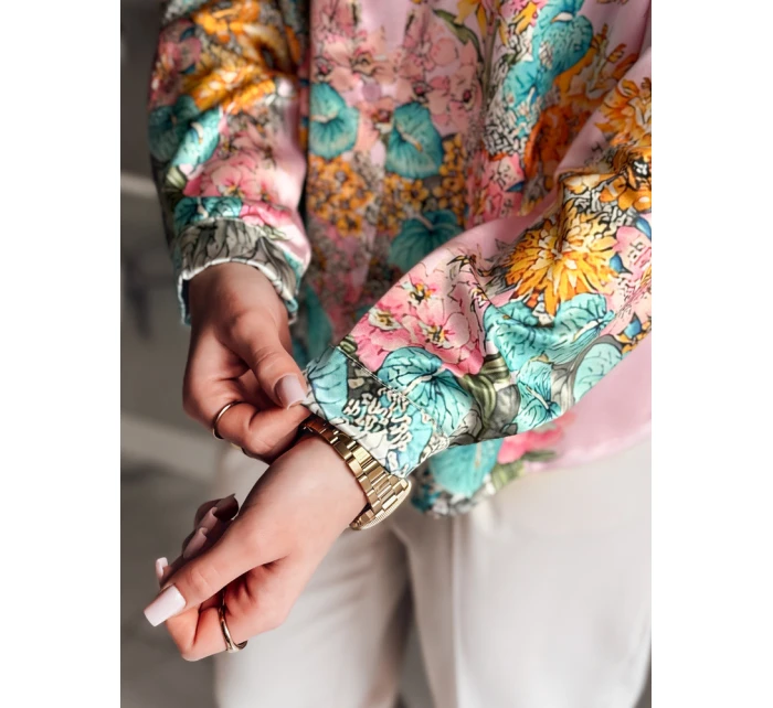 Dámské květované tričko oversize růžové Dstreet model 21986544 - FashionStreet