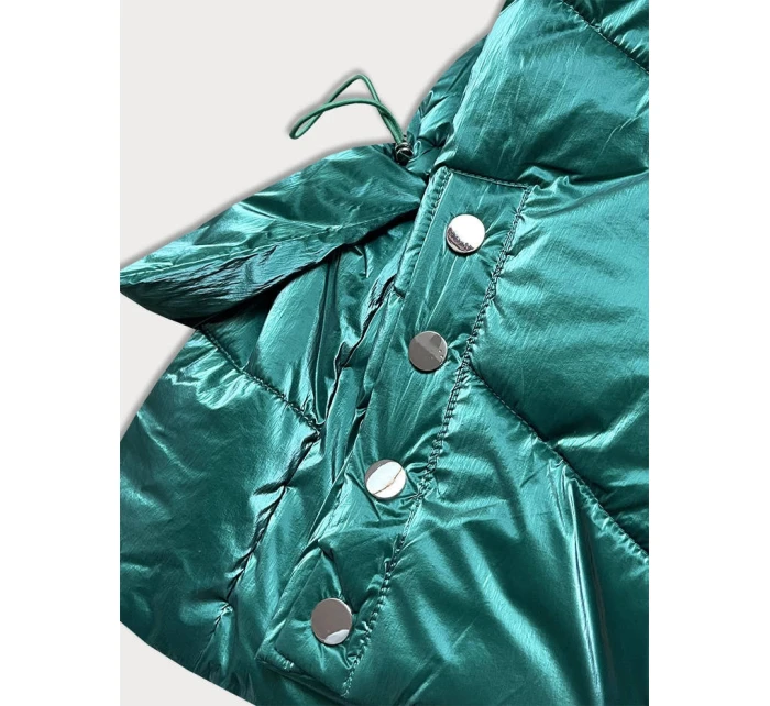 Zelená metalická krátká dámská zimní bunda puffer (omdl-022) Zelená metalická krátká dámská zimní bunda puffer (omdl-022)