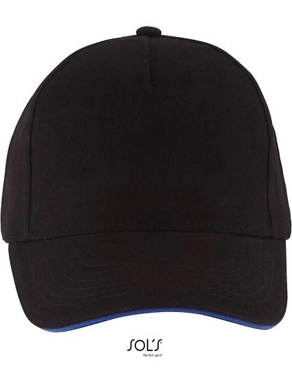 SOL'S Long Beach 5 panelová sandwich kšiltovka 25.0594 black/royal blue SOL'S Long Beach 5 panelová sandwich kšiltovka 25.0594 black/royal blue