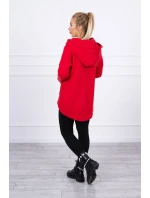 Zateplená mikina s prodlouženými zády a kapsami červená Zateplená mikina s prodlouženými zády a kapsami červená