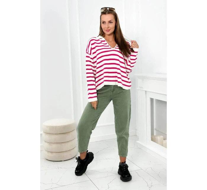 Pruhovaný svetr fuchsie