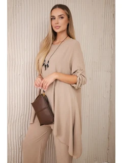 Sada halenky + kalhot s přívěskem kapučíno