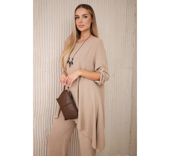 Sada halenky + kalhot s přívěskem kapučíno