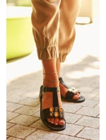 Elegantní Dámské Sandály S Ozdobnými  Černé model 21665206 - S.Barski