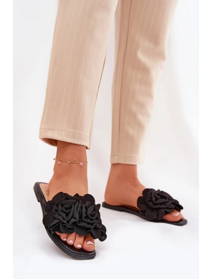 Ploché Dámské Pantofle S Mašlí Černé model 21688613 - Boto Ploché Dámské Pantofle S Mašlí Černé model 21688613 - Boto