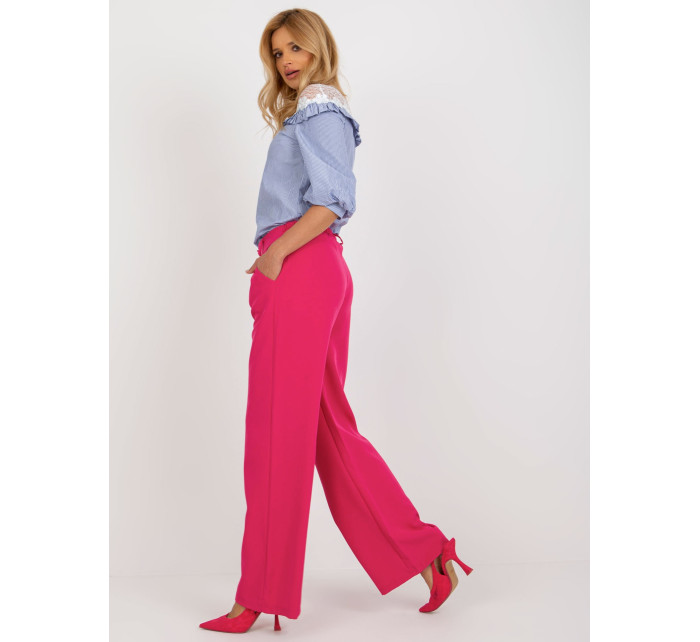 Tmavě růžové široké kalhoty ze švédského materiálu